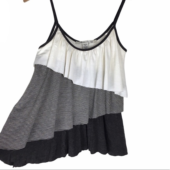 AMERICAN RAG Cami Tank Top Tiered Colorblock Stripe Minimalist Linen Size Small - Picture 3 of 8